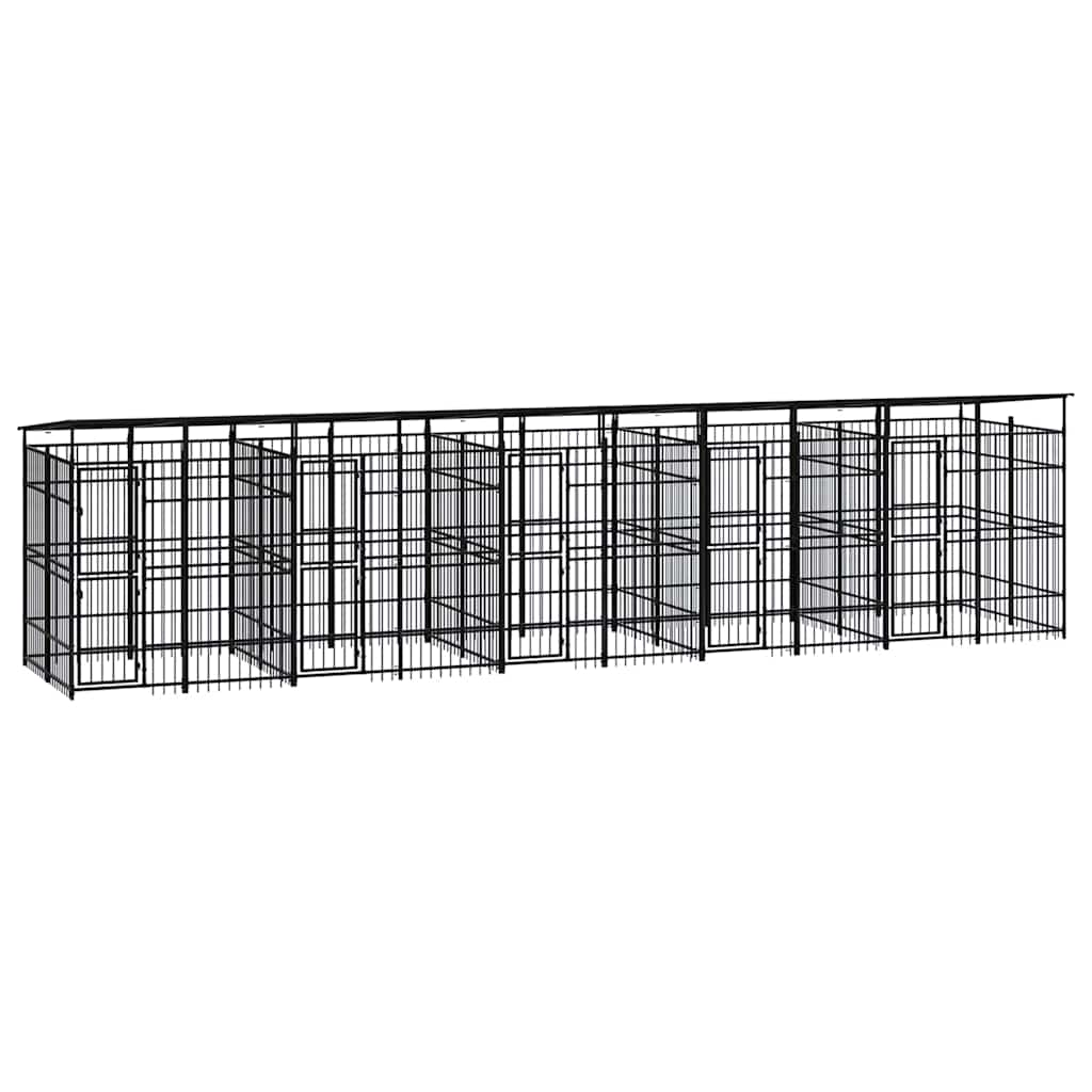Outdoor Dog Kennel with Roof Steel 18,43 m²