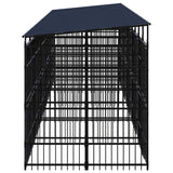 Outdoor Dog Kennel with Roof Steel 18,43 m² - Side View