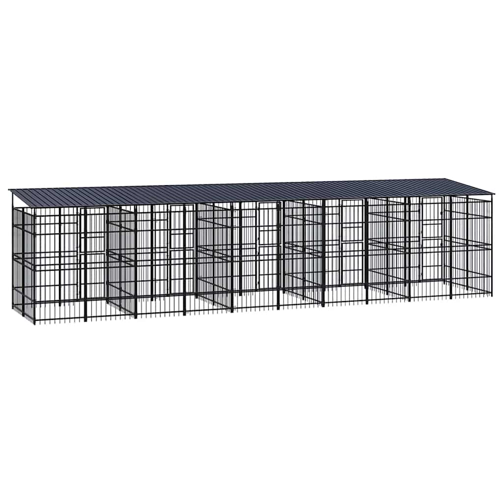 Outdoor Dog Kennel with Roof Steel 18,43 m²