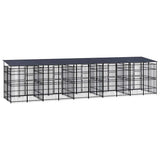 Outdoor Dog Kennel with Roof Steel 18,43 m² - Top-Down View