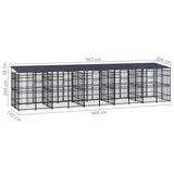 Outdoor Dog Kennel with Roof Steel 18,43 m² - Low Angle