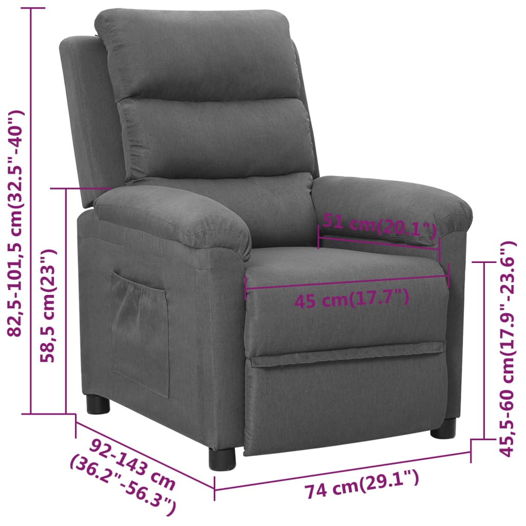 Recliner Chair Light Grey Fabric