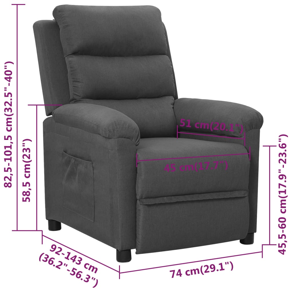 Recliner Chair Dark Grey Fabric