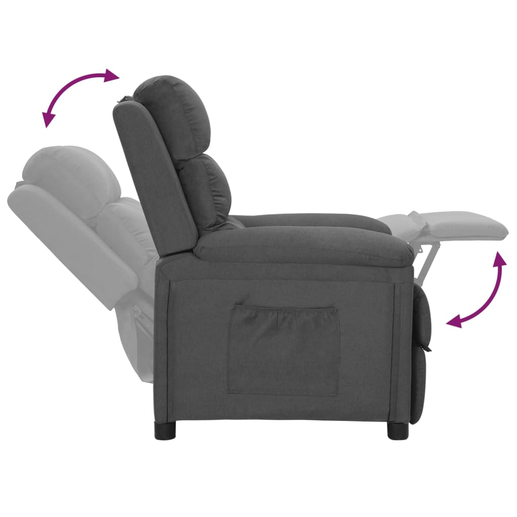 Recliner Chair Dark Grey Fabric