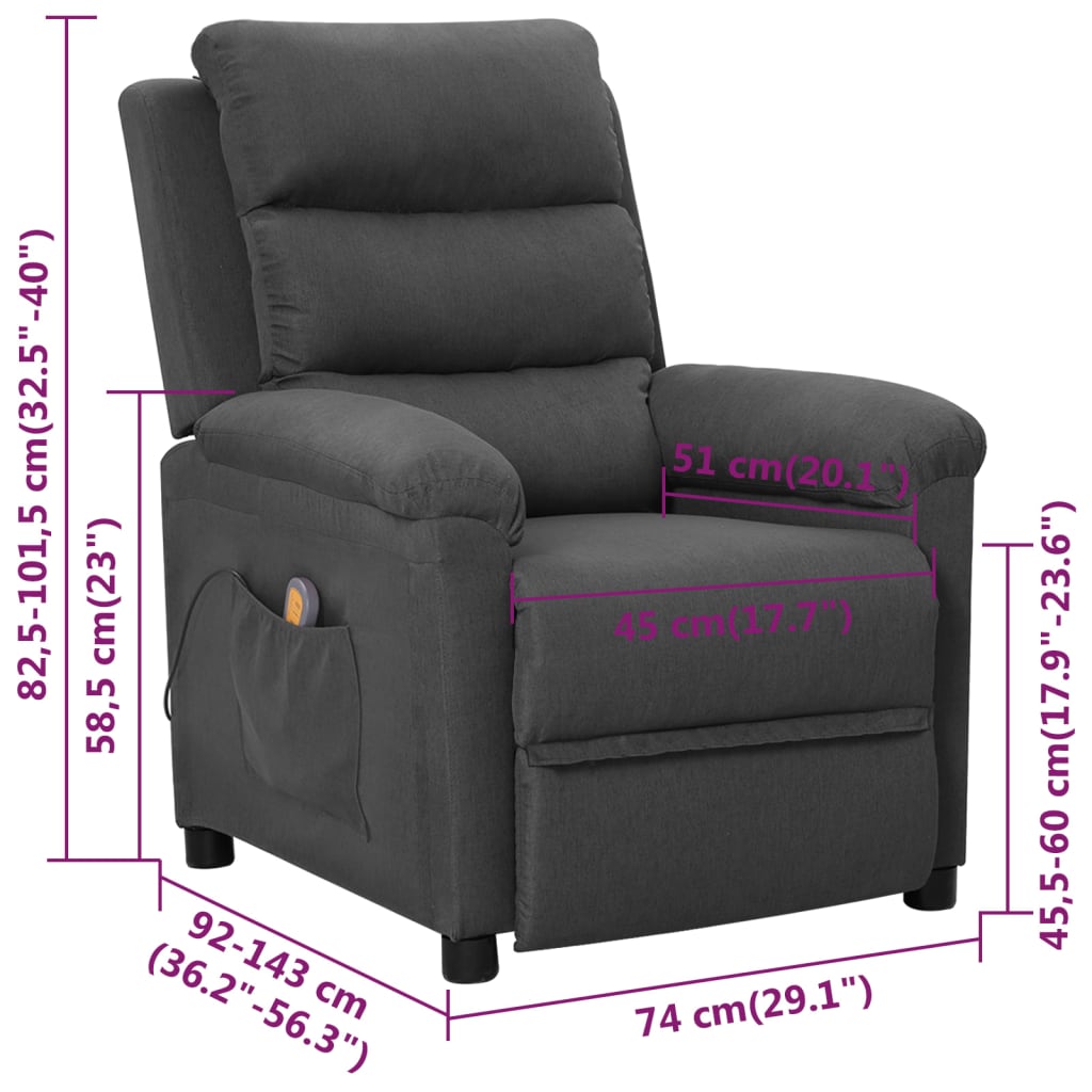 Massage Chair Dark Grey Fabric