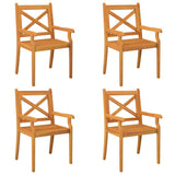 Outdoor Dining Chairs 4 pcs Solid Wood Acacia - Front View
