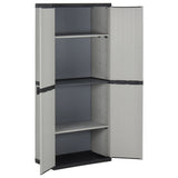 Garden Storage Cabinet with 3 Shelves Grey&Black 68x40x168 cm - Side View