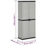Garden Storage Cabinet with 3 Shelves Grey&Black 68x40x168 cm
