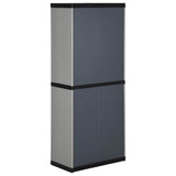 Garden Storage Cabinet with 3 Shelves Grey&Black 68x40x168 cm - 45-Degree Angle