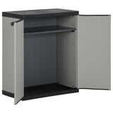 Garden Waste Cabinet Grey and Black 68x40x85 cm PP - Close-Up Angle