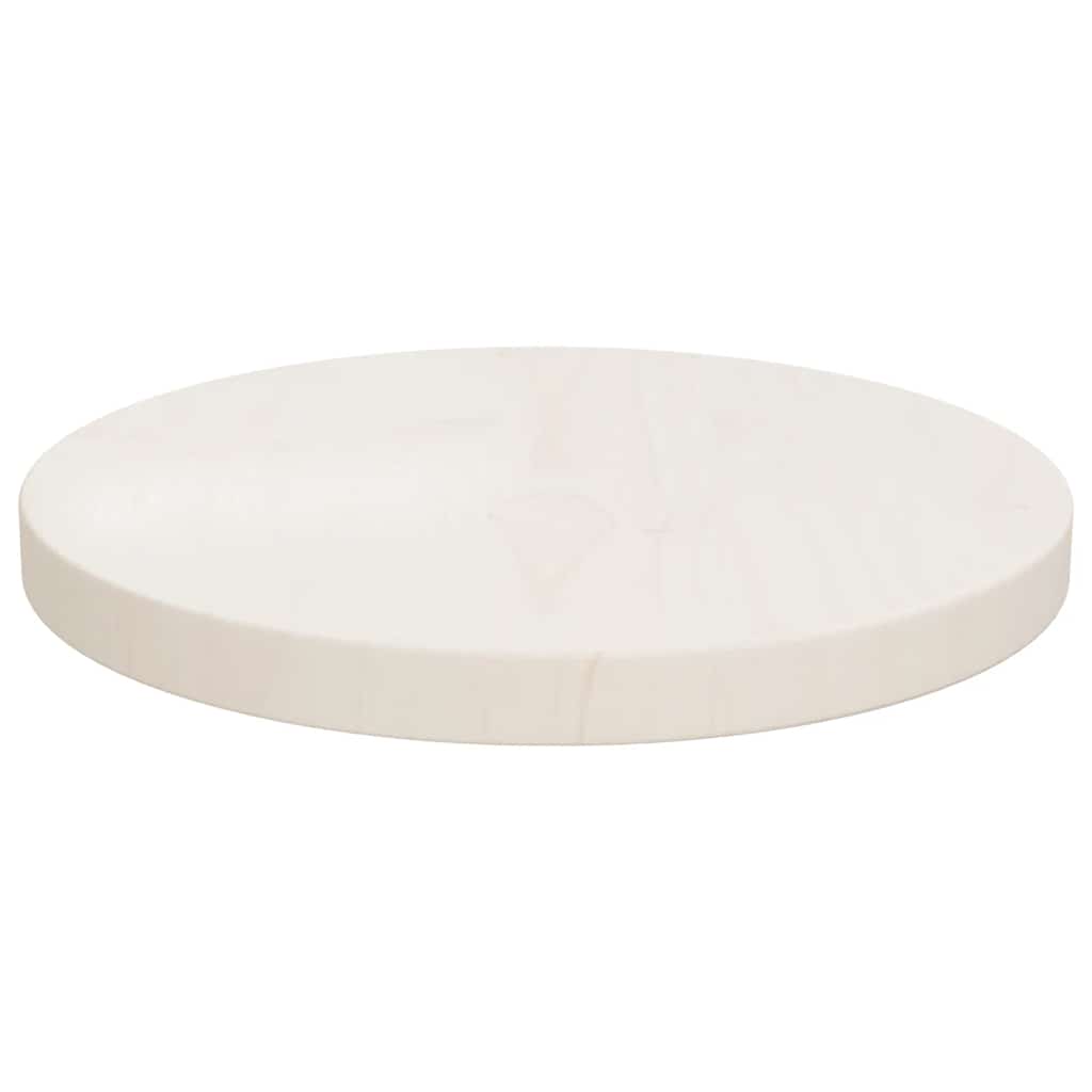 Table Top White ?0x2.5 cm Solid Wood Pine
