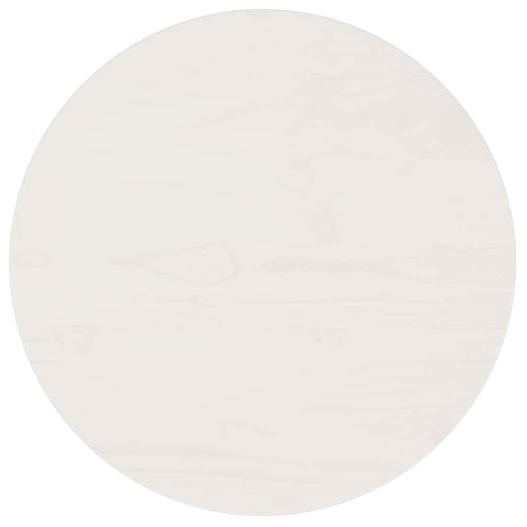 Table Top White ?0x2.5 cm Solid Wood Pine