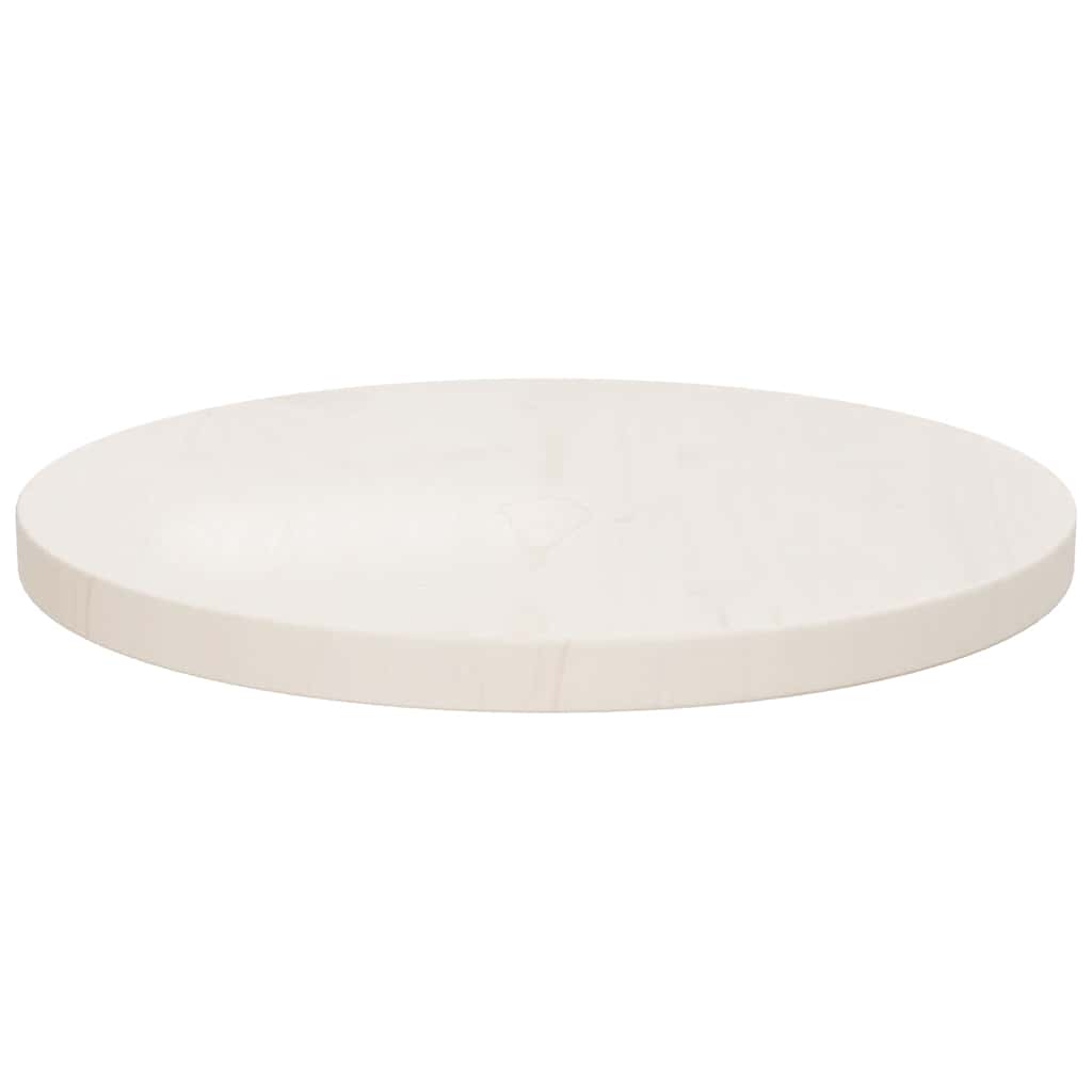Table Top White ?0x2.5 cm Solid Wood Pine