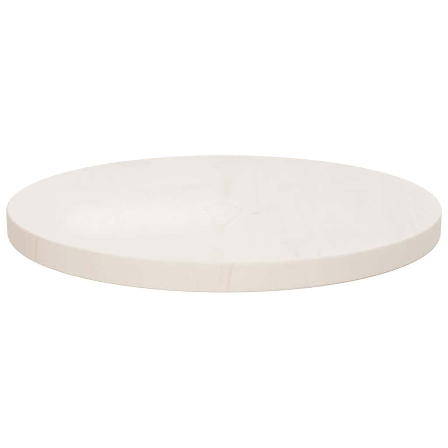 Table Top White ?0x2.5 cm Solid Wood Pine