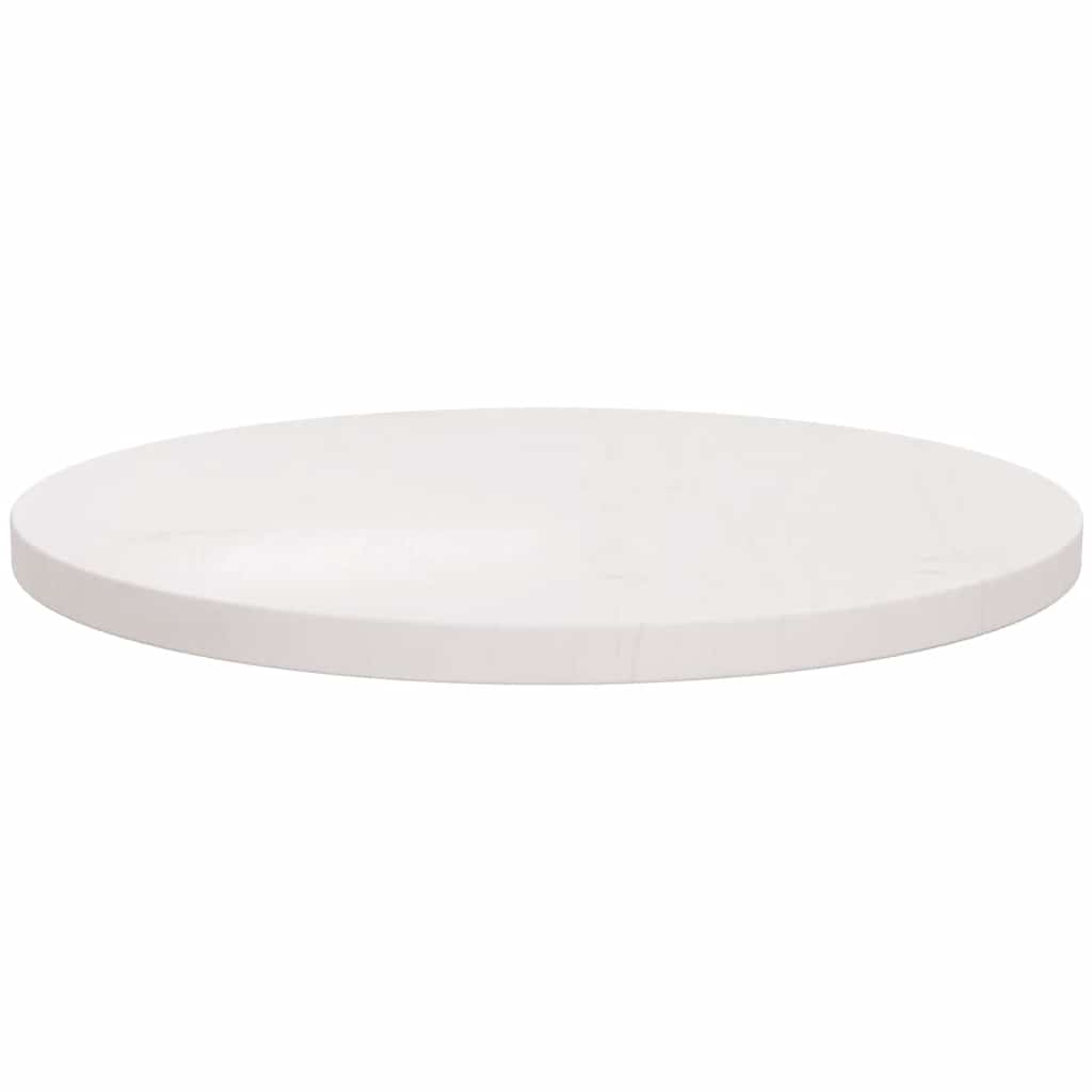 Table Top White ?0x2.5 cm Solid Wood Pine