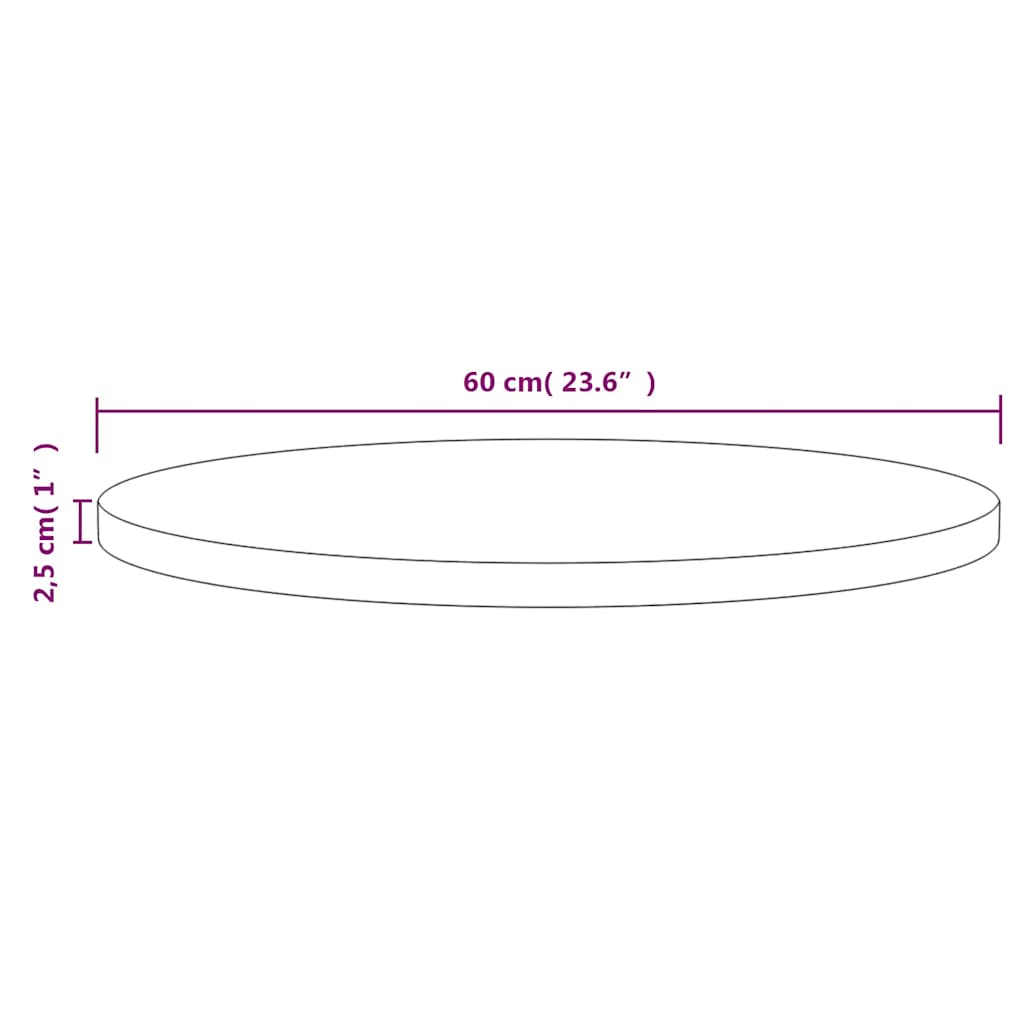 Table Top White ?0x2.5 cm Solid Wood Pine
