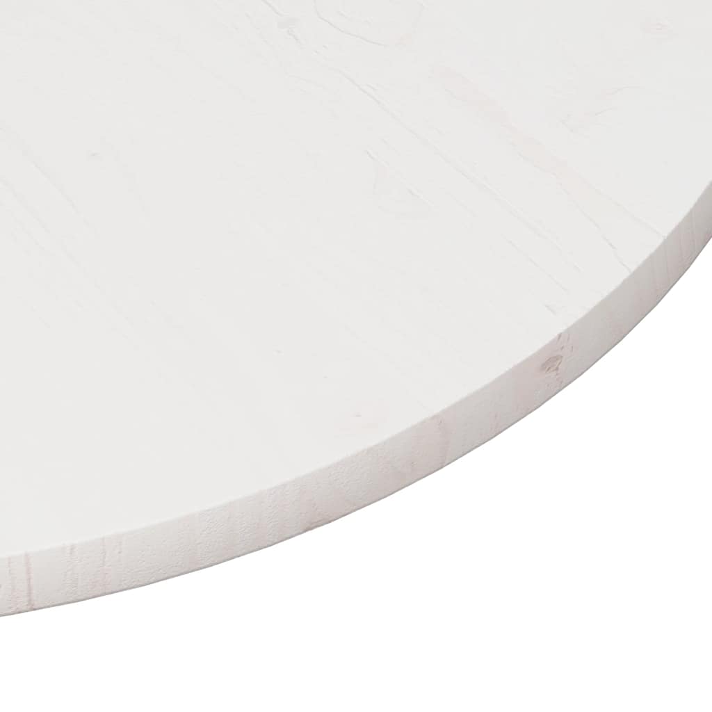 Table Top White ?0x2.5 cm Solid Wood Pine