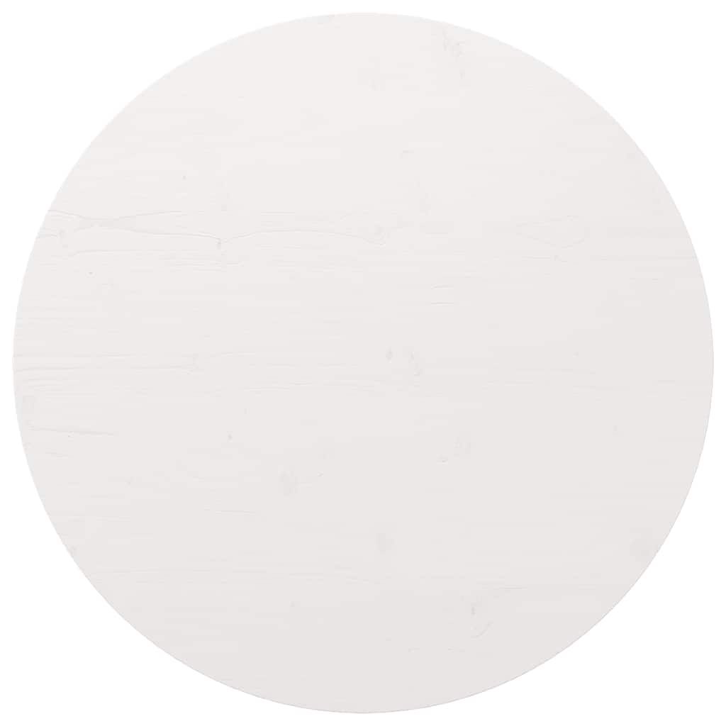 Table Top White ?0x2.5 cm Solid Wood Pine