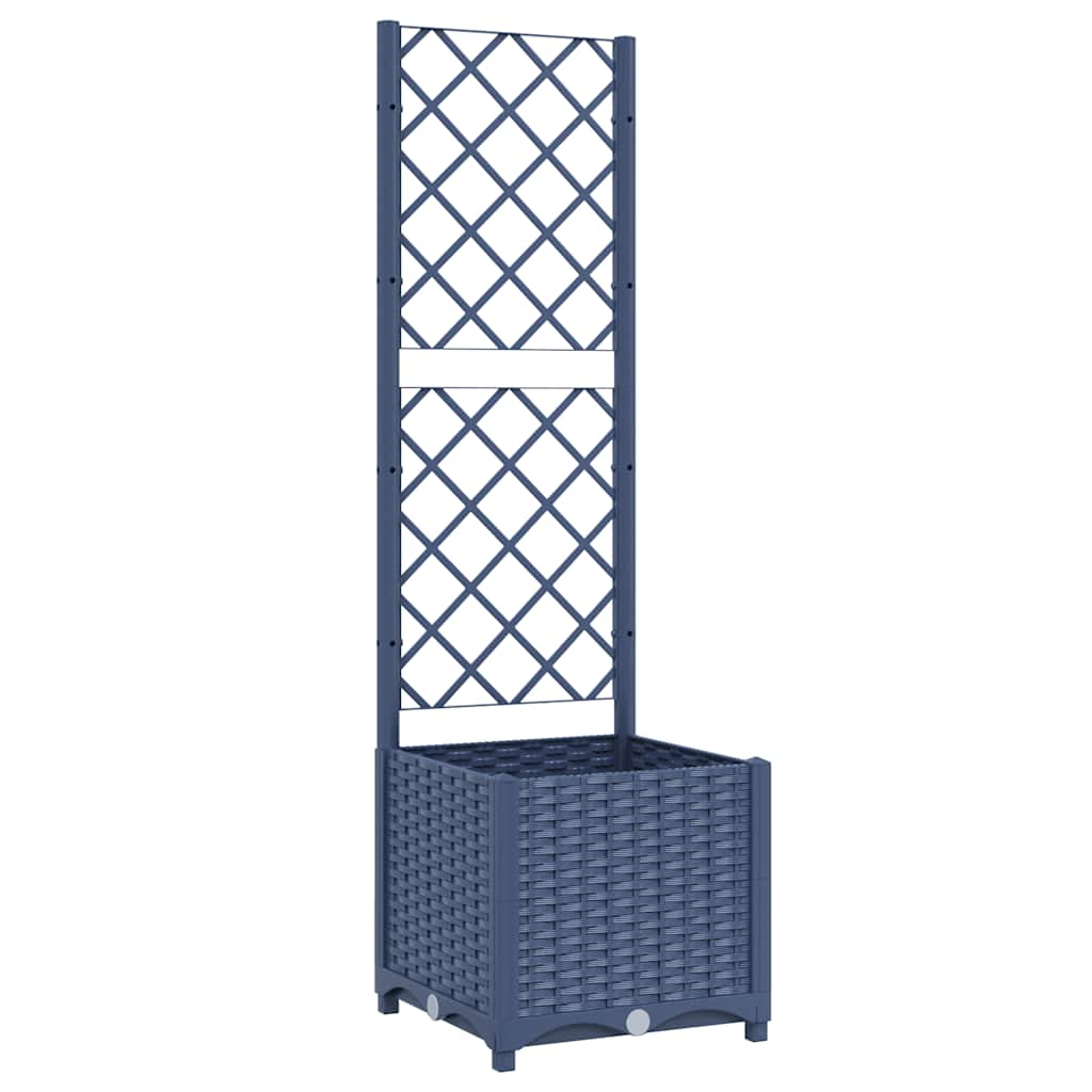 Garden Planter with Trellis Blue Grey 40x40x136 cm PP