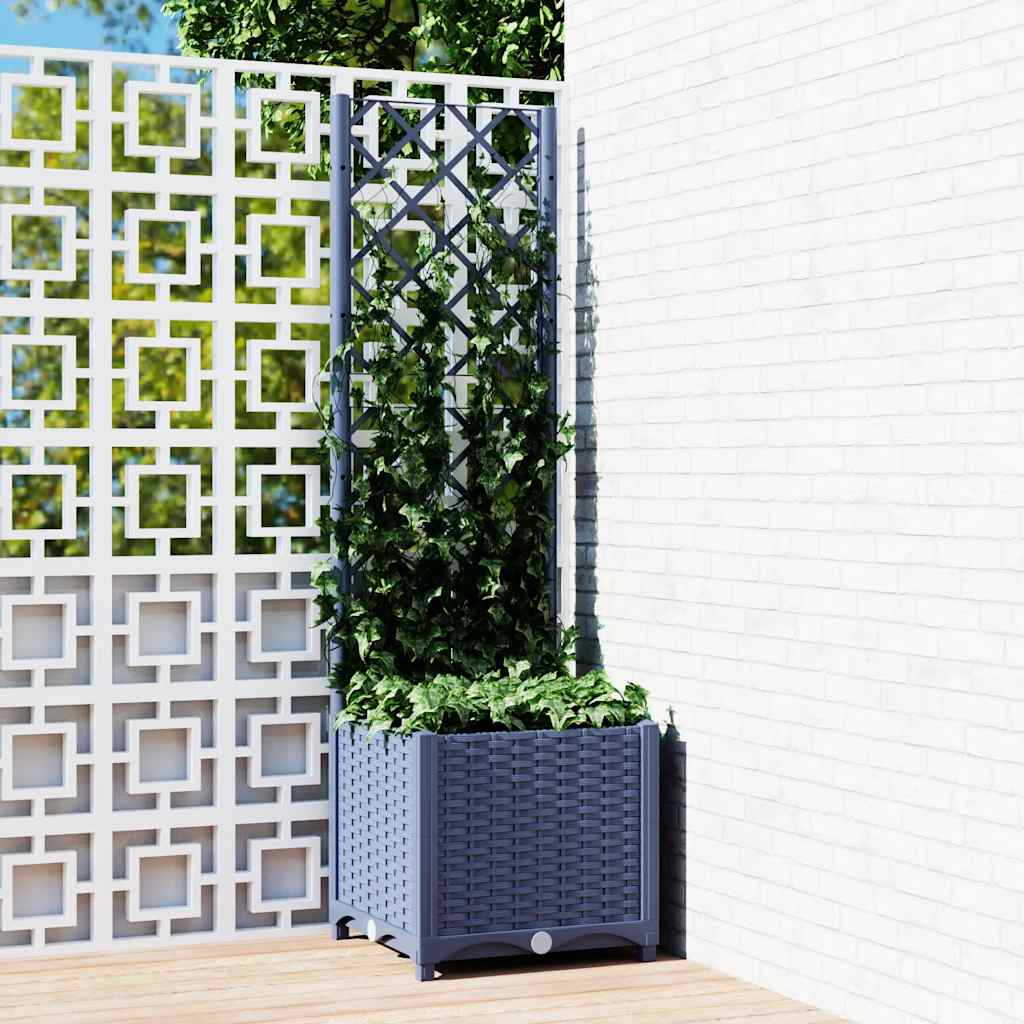 Garden Planter with Trellis Blue Grey 40x40x136 cm PP