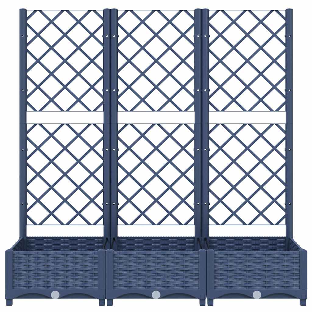 Garden Planter with Trellis Blue Grey 120x40x121.5 cm PP
