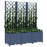 Garden Planter with Trellis Blue Grey 120x40x136 cm PP - Side View
