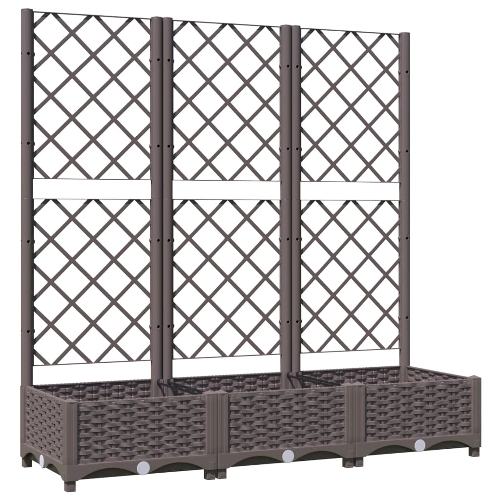 Garden Planter with Trellis Brown 120x40x121.5 cm PP