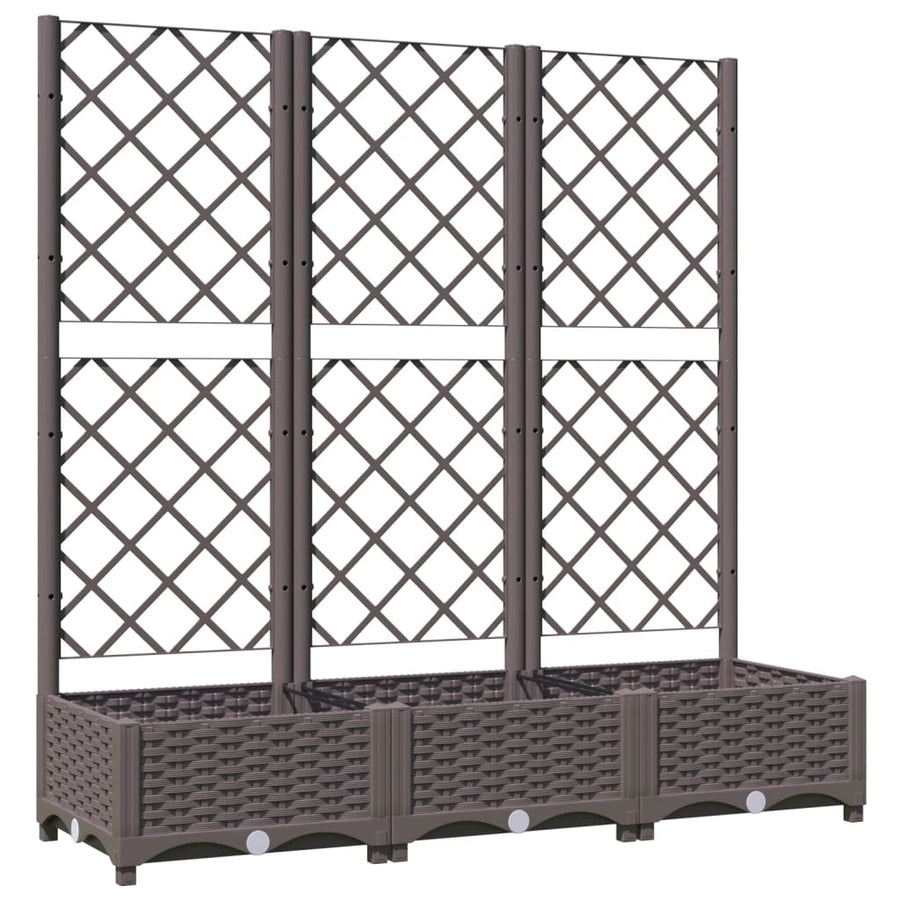 Garden Planter with Trellis Brown 120x40x121.5 cm PP