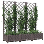 Garden Planter with Trellis Brown 120x40x121.5 cm PP