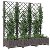 Garden Planter with Trellis Brown 120x40x121.5 cm PP - Side View