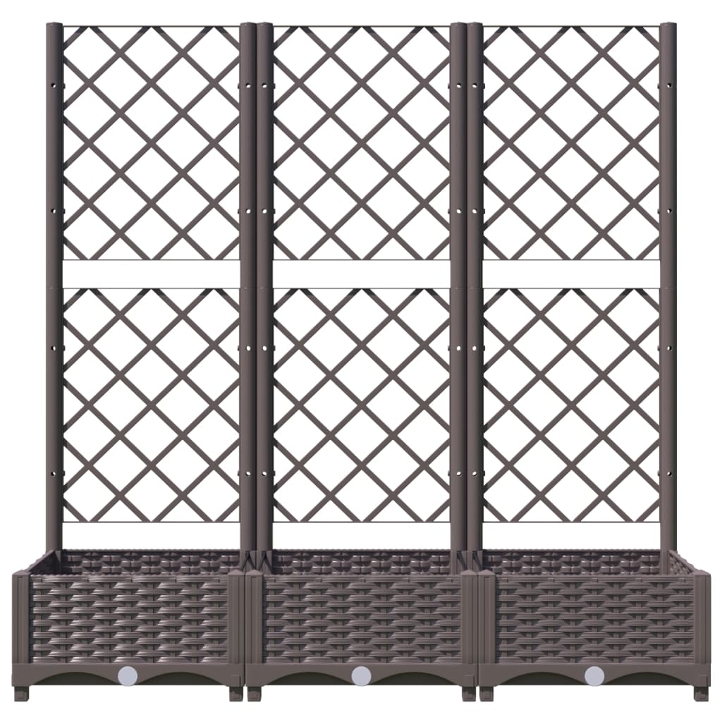 Garden Planter with Trellis Brown 120x40x121.5 cm PP