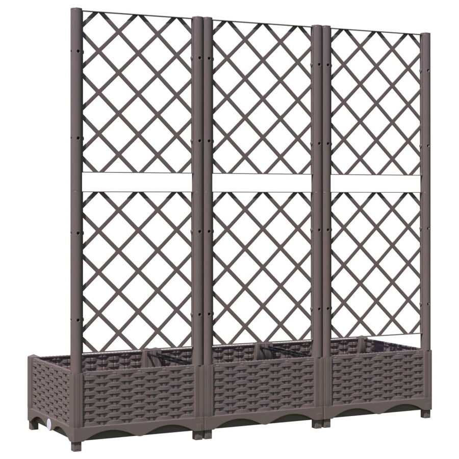Garden Planter with Trellis Brown 120x40x121.5 cm PP