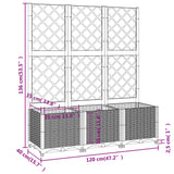 Garden Planter with Trellis Brown 120x40x136 cm PP - Low Angle