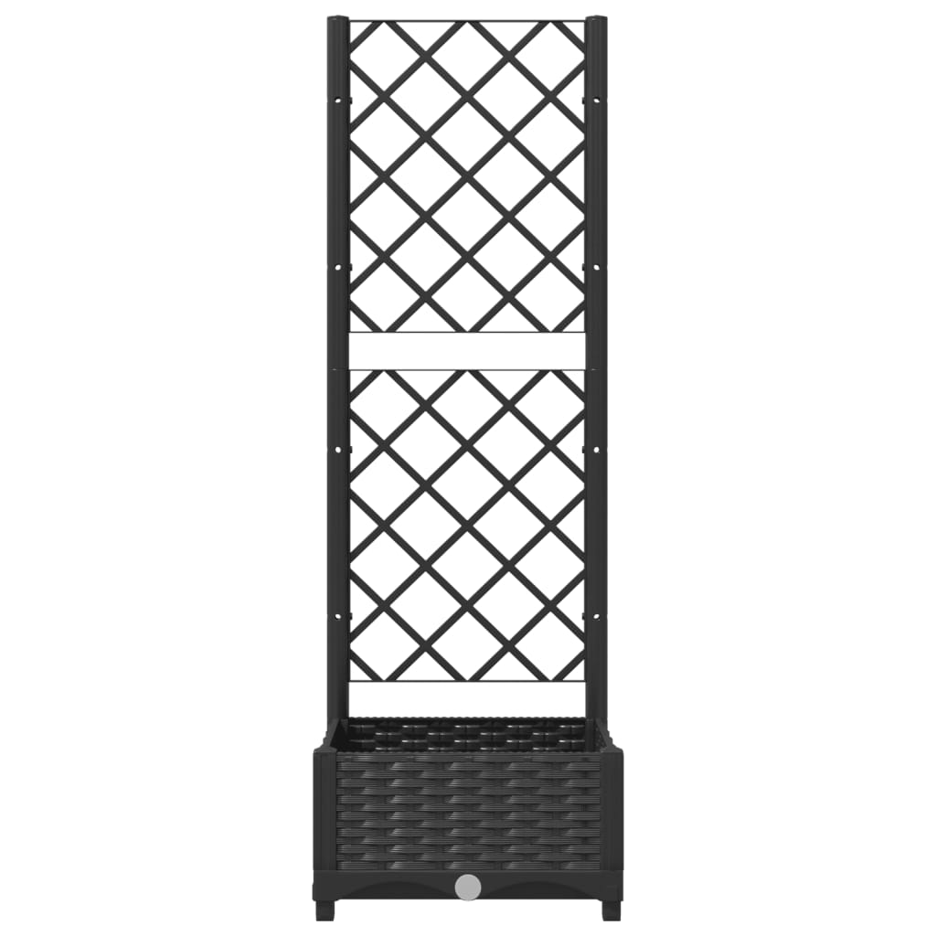 Garden Planter with Trellis Black 40x40x121.5 cm PP