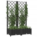 Garden Planter with Trellis Black 80x40x121.5 cm PP - Side View