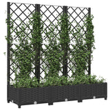 Garden Planter with Trellis Black 120x40x121.5 cm PP - Side View