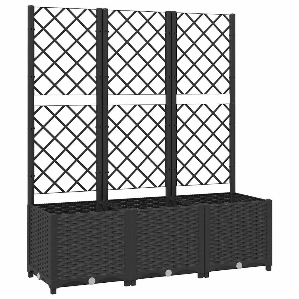 Garden Planter with Trellis Black 120x40x136 cm PP
