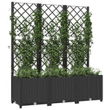 Garden Planter with Trellis Black 120x40x136 cm PP - Side View