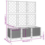 Garden Planter with Trellis Black 120x40x136 cm PP - Low Angle