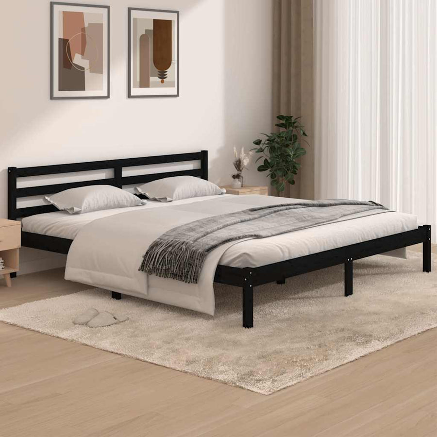 Bed Frame without Mattress Black 183x203 cm King