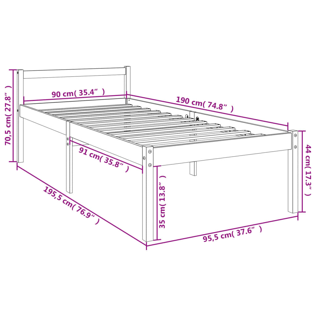 Senior Bed without Mattress 90x190 cm