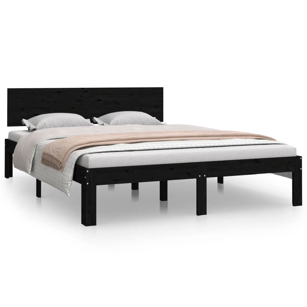 Bed Frame without Mattress Black 135x190 cm