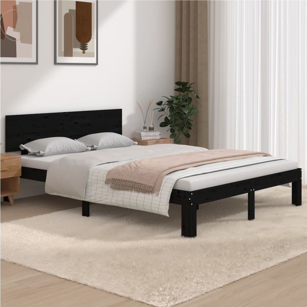 Bed Frame without Mattress Black 135x190 cm