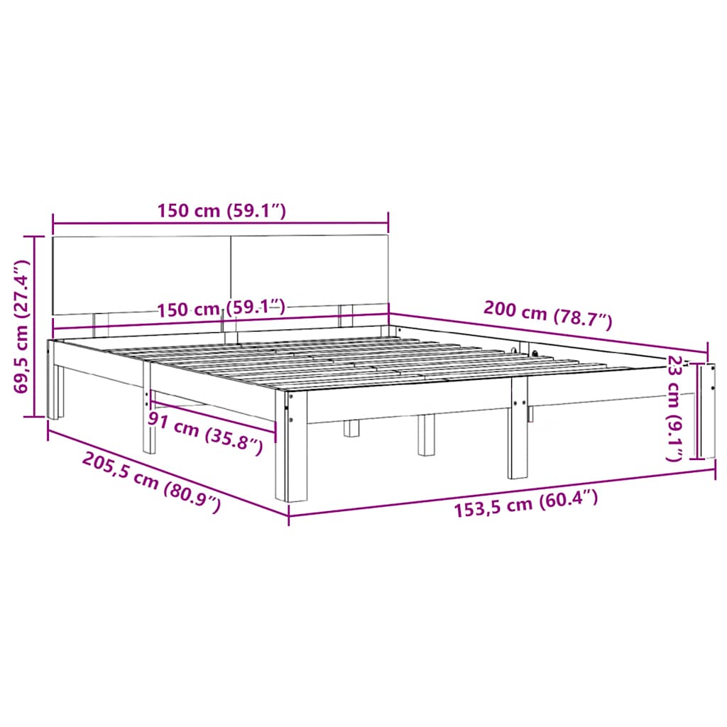 Bed Frame without Mattress 150x200 cm