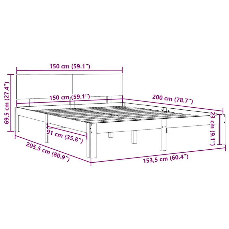Bed Frame without Mattress 150x200 cm