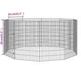 Free Range Animal Enclosure 10-Panel 54x80 cm Galvanised Iron - Low Angle