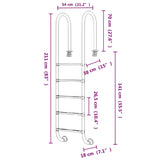 Pool Ladder 54x38x211 cm 304 Stainless Steel - Rear View