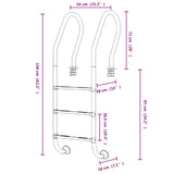 Pool Ladder 54x38x158 cm 304 Stainless Steel