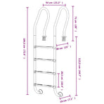 Pool Ladder 54x38x184.5 cm 304 Stainless Steel