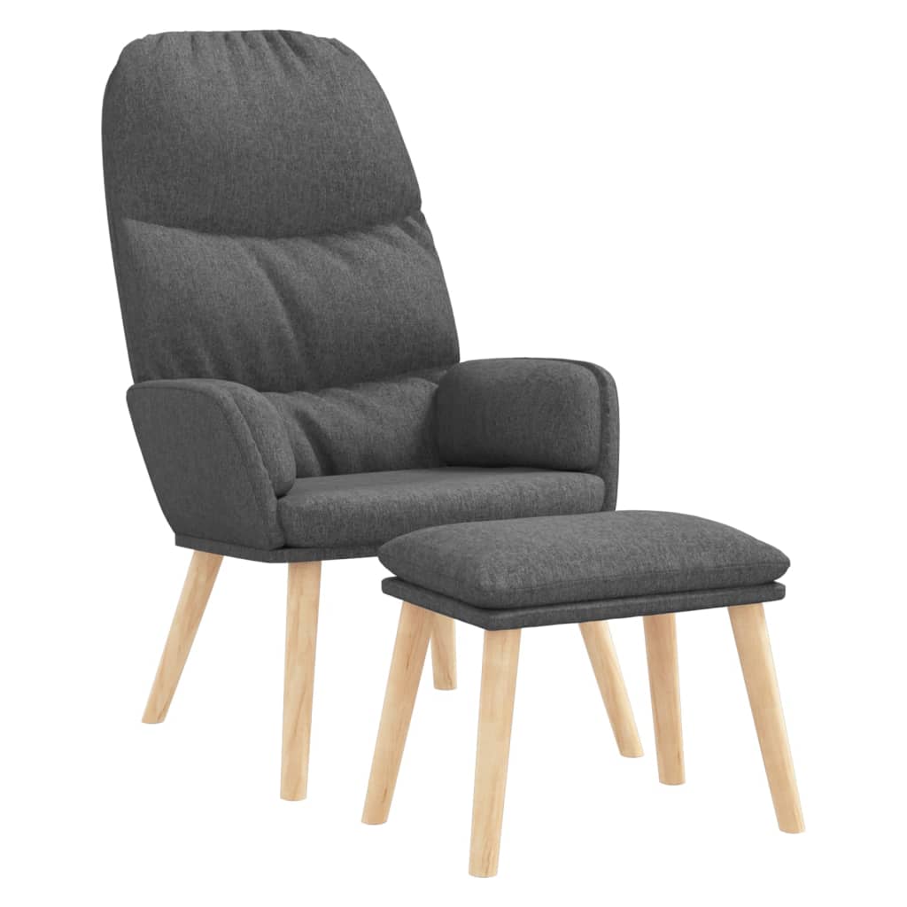 Relaxing Chair with a Stool Light Grey Fabric